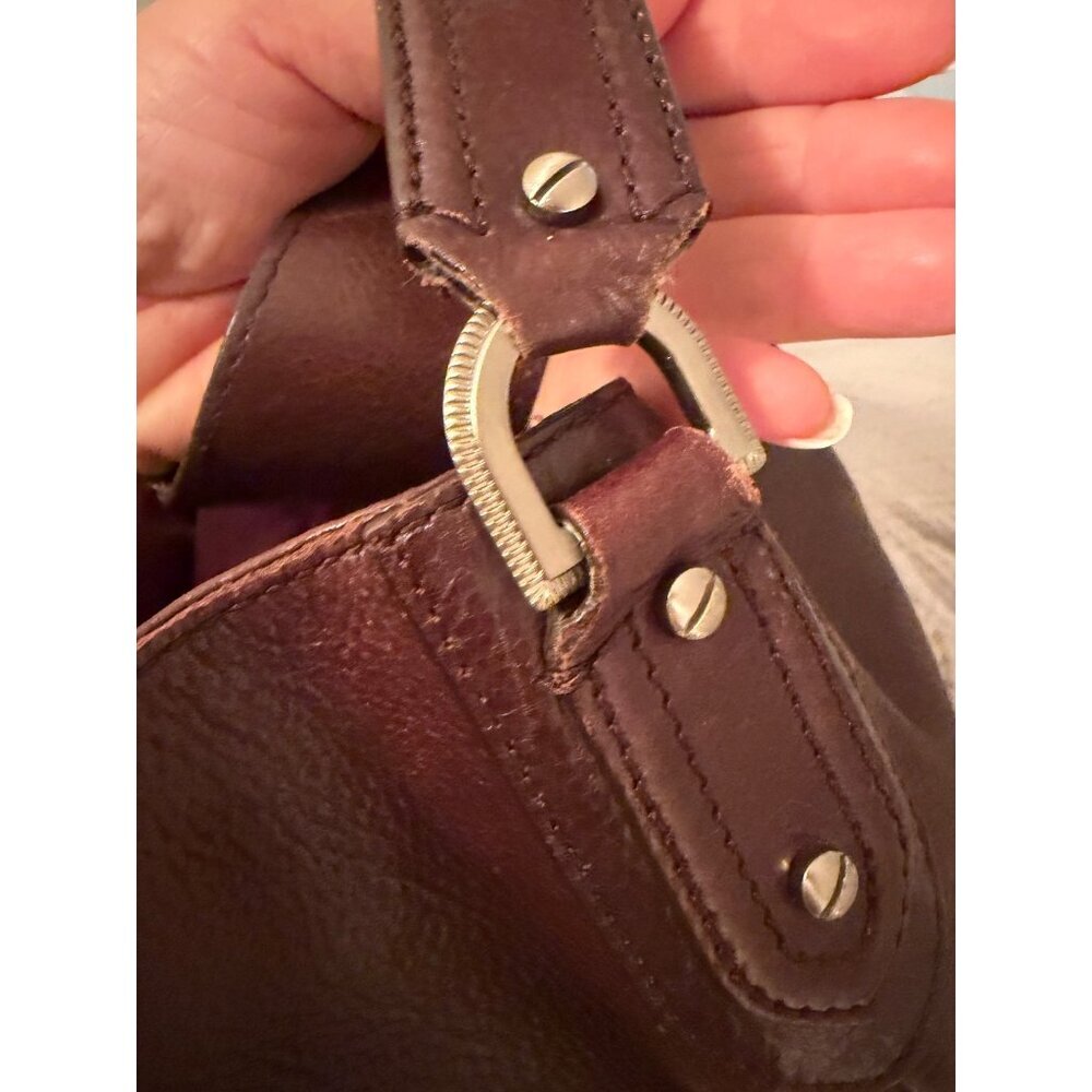 Cole Haan Womens Leather Hobo Bag Rich Brown Silver Hardware Casual - Picture 6 of 16